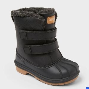 Cat & Jack Black Snow Boots  Size 6T Faux Fur